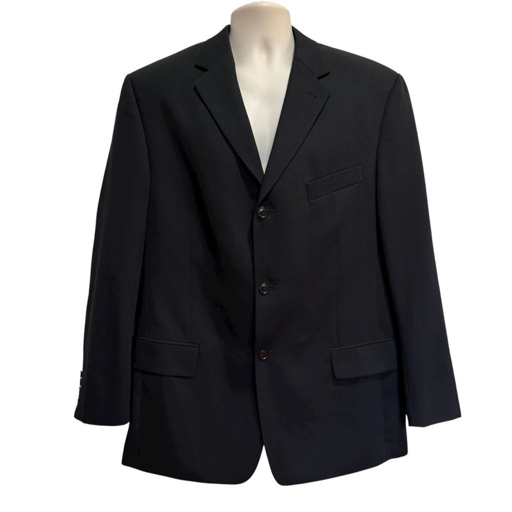 Vintage Giorgio Cosani Three Button Wool Blazer Sport Coat Black Sz 44 Regular